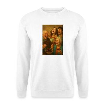 Freudige Familie beim Schokoessen - Unisex Pullover - Weiß - Vorne