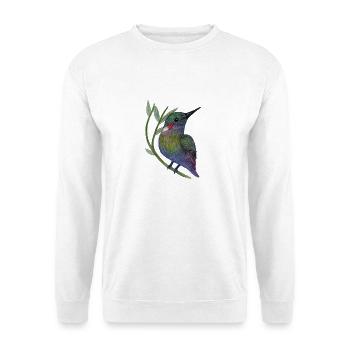 Colibri coloré sur branche de feuille - Sweat-shirt Unisexe - blanc - Devant