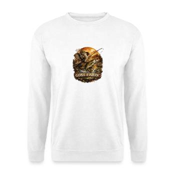 Gone Fishin: Elefant am Angeln - Unisex Pullover - Weiß - Vorne
