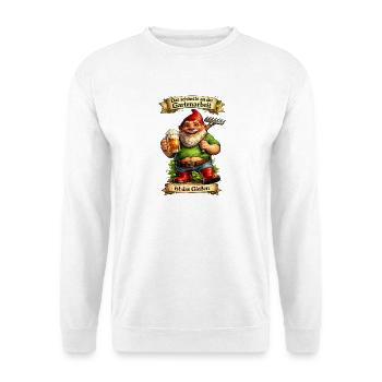 Garten-Gnom mit Bier und Spaten - Unisex Pullover - Weiß - Vorne