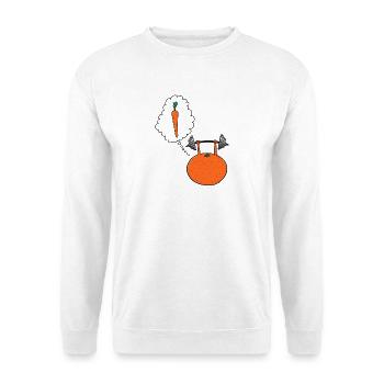 Karotte gewinnt Fitnessmuskeln - Unisex Pullover - Weiß - Vorne
