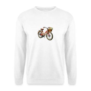 Vintage Fahrrad mit Blumenkorb - Unisex Pullover - Weiß - Vorne