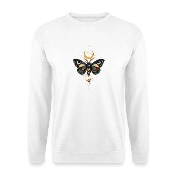 Goldener Mondschmetterling mit Sternenstrahlen - Unisex Pullover - Weiß - Vorne