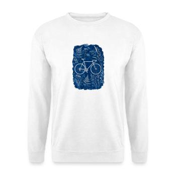 Botanical Bike Cyanotype Blue - Unisex Sweatshirt - white - Front