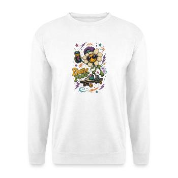 Flower Power Skateboard Flower – Cool Retro Hippi - Unisex Sweatshirt - white - Front
