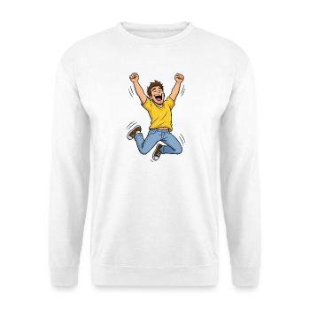 Jubilant Man in the Jump – Comic Winner Success - Unisex Sweatshirt - white - Front