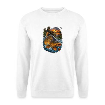 Abendangeln mit Goldkarpfen - Unisex Pullover - Weiß - Vorne