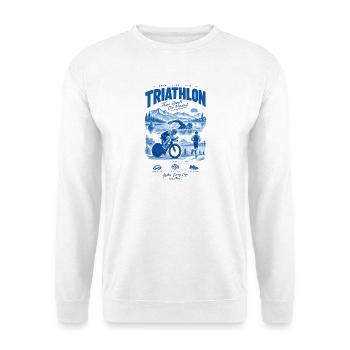 Affiche vintage triathlon bleue - Sweat-shirt Unisexe - blanc - Devant