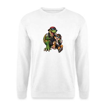 Dino & Katze: Sonnenbrillen-Duo - Unisex Pullover - Weiß - Vorne