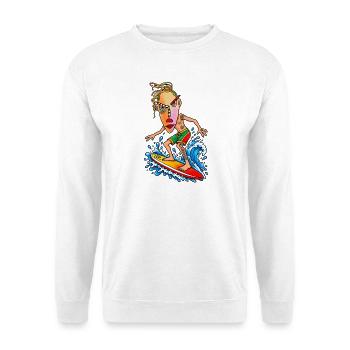 Surfer Cartoon Wave Hero - Sweat-shirt Unisexe - blanc - Devant