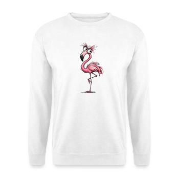 Flamingo Cartoon Pink Groove - Sweat-shirt Unisexe - blanc - Devant