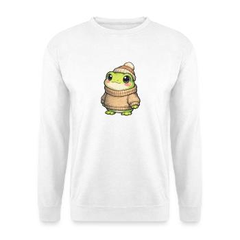Kuschelfrosch im Winterpullover - Unisex Pullover - Weiß - Vorne