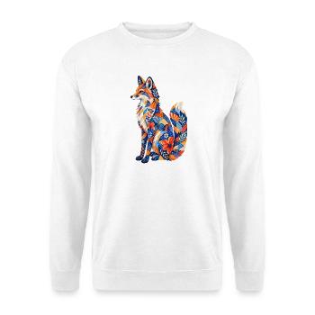 Patchwork Fuchs Blumenmuster - Unisex Pullover - Weiß - Vorne