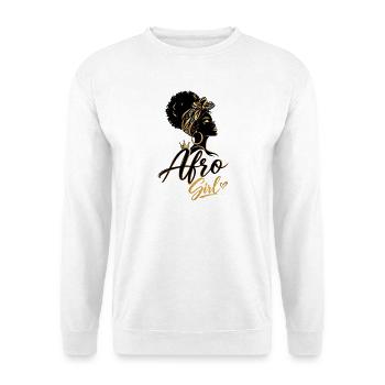 Afro Girl Dorée – Élégance Noire - Sweat-shirt Unisexe - blanc - Devant