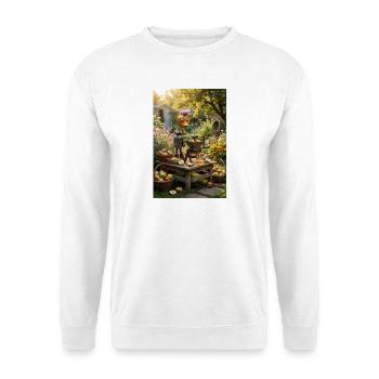 Vogel met appelpers in de tuin - Uniseks sweater - wit - Voor