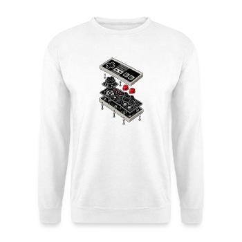 Gamer Retro Electronic Arcade Geek - Unisex Pullover - Weiß - Vorne - Alina (178cm) & Michal (187cm)
