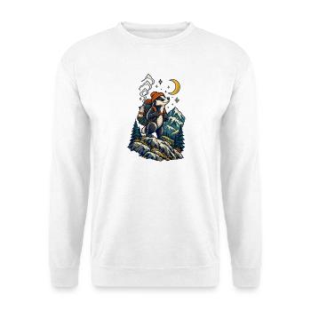 Monddachs auf Bergwanderung - Unisex Pullover - Weiß - Vorne - Alina (178cm) & Michal (187cm)