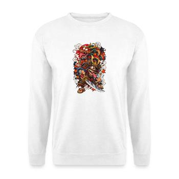 Drachen Samurai Krieger im Sturm - Unisex Pullover - Weiß - Vorne - Alina (178cm) & Michal (187cm)