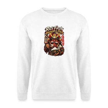 Reis zuerst, Ehre später Samurai - Unisex Pullover - Weiß - Vorne - Alina (178cm) & Michal (187cm)