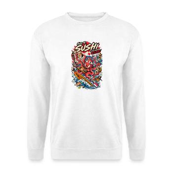 Sushi Tentakel Tsunami - Unisex Pullover - Weiß - Vorne - Alina (178cm) & Michal (187cm)