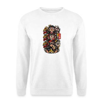 Three Wise Monkeys Banana Street Art - Unisex Pullover - Weiß - Vorne - Alina (178cm) & Michal (187cm)