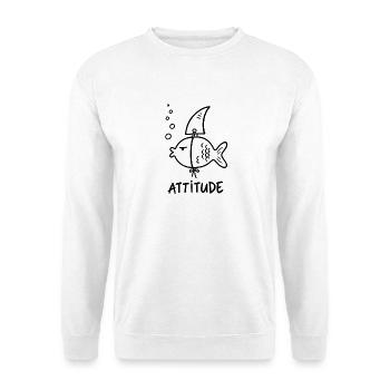 Unterwasserfisch – Humor und Einstellung - Unisex Pullover - Weiß - Vorne - Alina (178cm) & Michal (187cm)