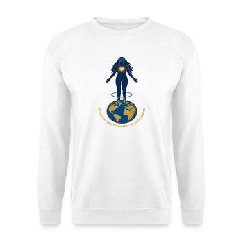 Wir sind in der Erde verwurzelt - Unisex Pullover - Weiß - Vorne - Alina (178cm) & Michal (187cm)