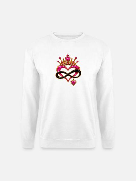 Königliche Unendlichkeits-Herzjuwelen - Unisex Pullover - Weiß