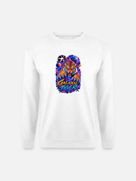 Galaxie Tiger – Neon Weltraum Tiger - Unisex Pullover - Weiß