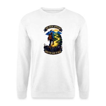 The Path Appears When You Dare to Walk - Unisex Pullover - Weiß - Vorne - Alina (178cm) & Michal (187cm)