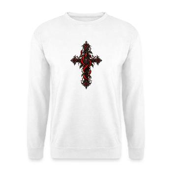 Gothic Chili Kreuz - Unisex Pullover - Weiß - Vorne - Alina (178cm) & Michal (187cm)