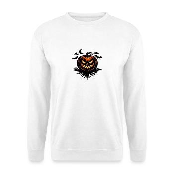 Aggro Kürbis Halloween Stildruck - Unisex Pullover - Weiß - Vorne - Alina (178cm) & Michal (187cm)