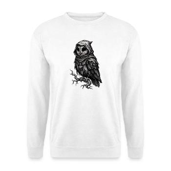 Schatteneule im Mantel des Nebels - Unisex Pullover - Weiß - Vorne - Alina (178cm) & Michal (187cm)