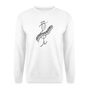Violinschlüssel spielt Keyboard - Unisex Pullover - Weiß - Vorne - Alina (178cm) & Michal (187cm)