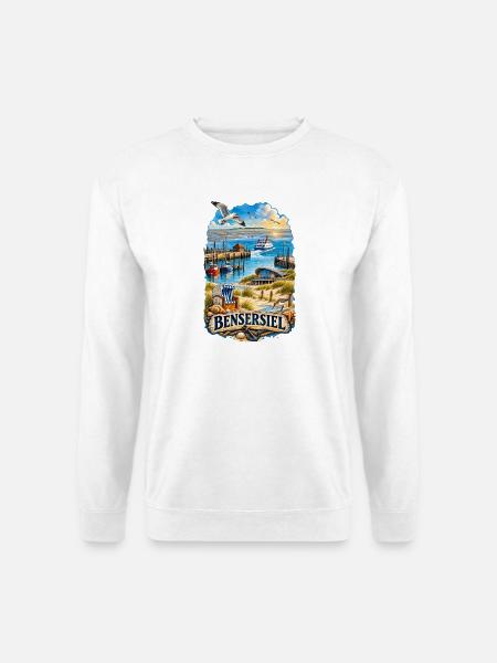 Bensersiel Küstenpostkarten - Unisex Pullover - Weiß