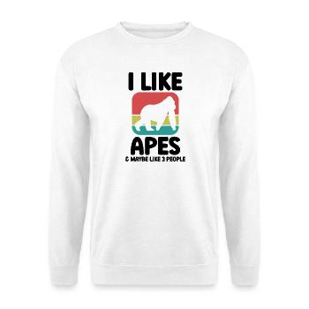Affen Retro Humor - Unisex Pullover - Weiß - Vorne - Alina (178cm) & Michal (187cm)