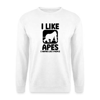 Affe Humor Spruch - Unisex Pullover - Weiß - Vorne - Alina (178cm) & Michal (187cm)