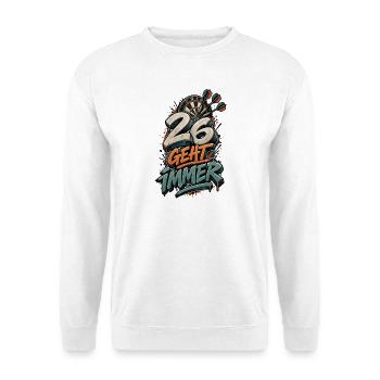 26 Geht Immer Dartboard - Unisex Pullover - Weiß - Vorne - Alina (178cm) & Michal (187cm)