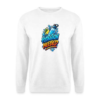 Hydration Benötigt - Unisex Pullover - Weiß - Vorne - Alina (178cm) & Michal (187cm)