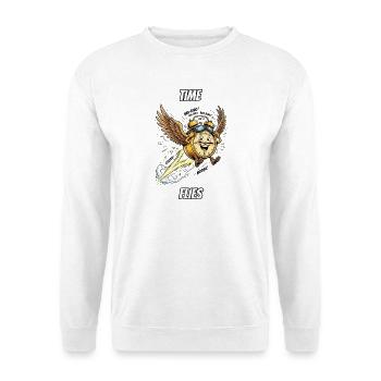 Time Flies – Lustige, wörtliche Idiom-Zeichentrickserie - Unisex Pullover - Weiß - Vorne - Alina (178cm) & Michal (187cm)