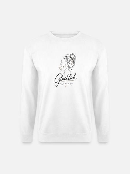 Glücklich Silhouette mit Herzgold - Unisex Pullover - Weiß