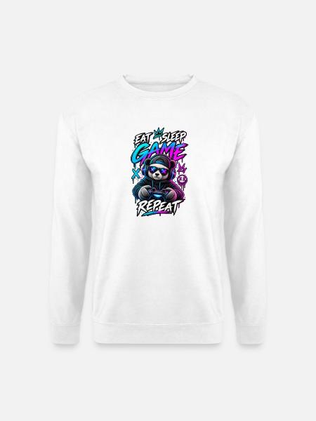 Eat Sleep Game Panda Neon - Unisex Pullover - Weiß