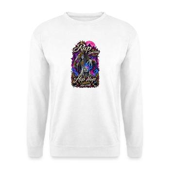 RapLebt HipHop Neon - Unisex Pullover - Weiß - Vorne - Alina (178cm) & Michal (187cm)