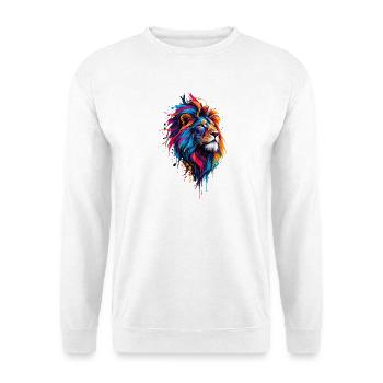 Löwe Aquarell - Unisex Pullover - Weiß - Vorne - Alina (178cm) & Michal (187cm)
