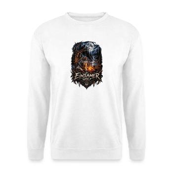 Einsamer Wolf im Mondlicht Wald - Unisex Pullover - Weiß - Vorne - Alina (178cm) & Michal (187cm)