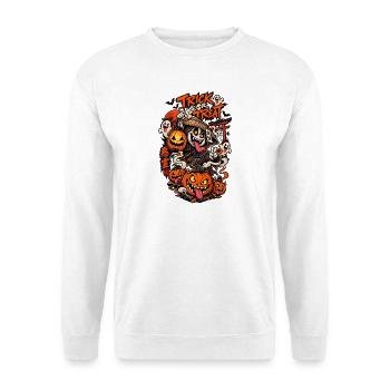 Halloween Yokai Kürbisfest - Unisex Pullover - Weiß - Vorne - Alina (178cm) & Michal (187cm)