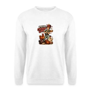 Proud Chicken Lady - Unisex Pullover - Weiß - Vorne - Alina (178cm) & Michal (187cm)