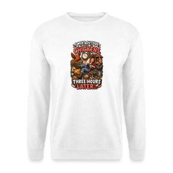 Chicken Check Chaos - Unisex Pullover - Weiß - Vorne - Alina (178cm) & Michal (187cm)