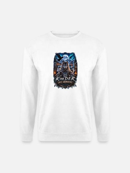 Nordischer Wolf im Wikinger-Setting - Unisex Pullover - Weiß