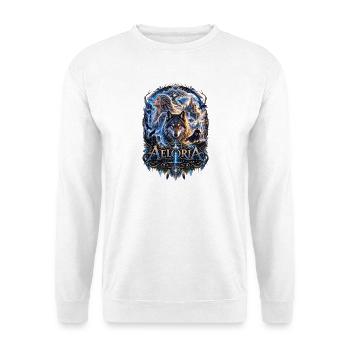 Der letzte Atem von Aeloria Fantasy Wolf - Unisex Pullover - Weiß - Vorne - Alina (178cm) & Michal (187cm)